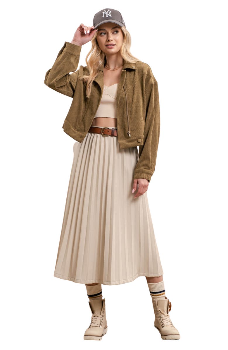 Blu Pepper Corduroy Crop Moto Jacket, Alternate, color, Olive
