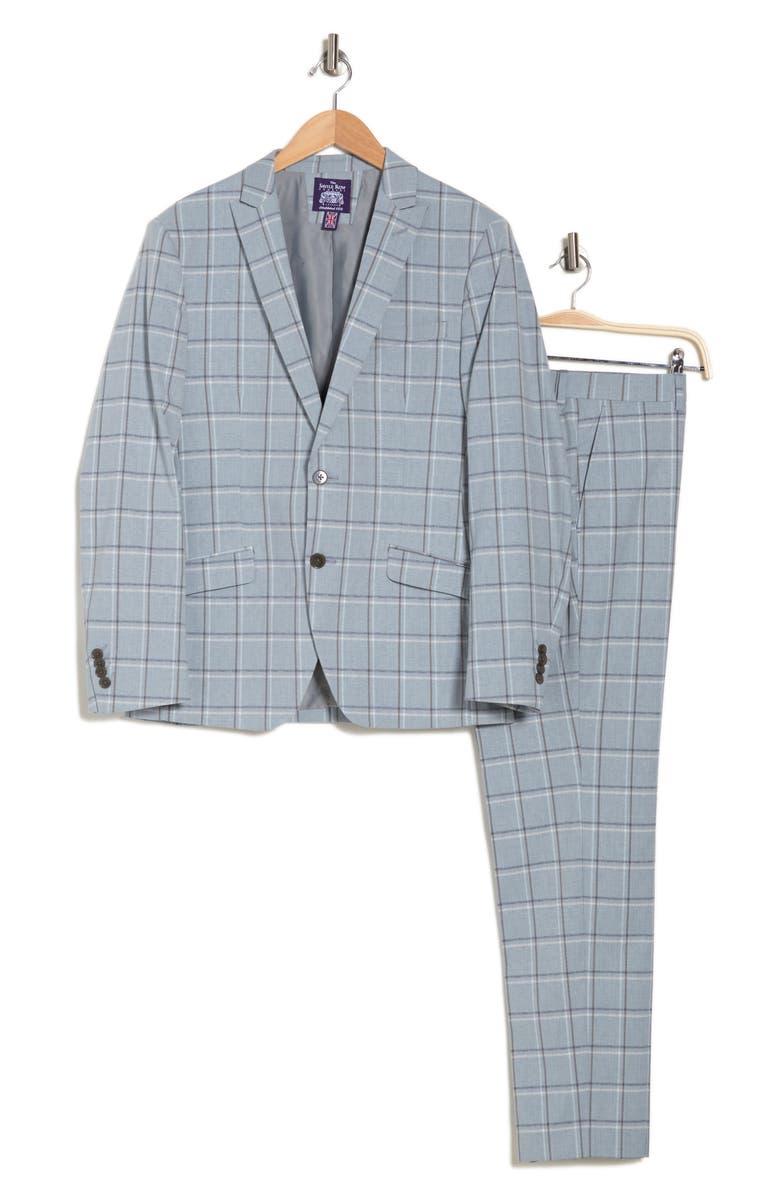 SAVILE ROW CO Grey Windowpane Peak Lapel Suit, Alternate, color, 