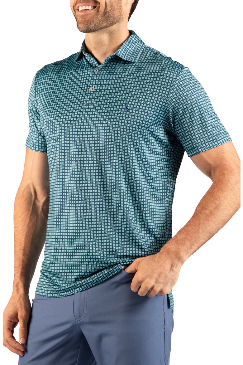Square Geo Printed Performance Polo, Alternate, color, SEAFOAM