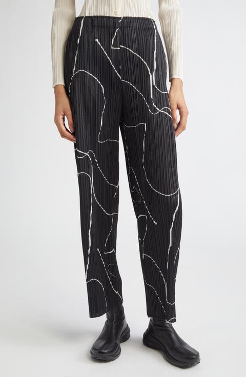PLEATS PLEASE ISSAY MIYAKE ロングジレ　レディース Issey Miyake Pleats Please black maxi skirt with front