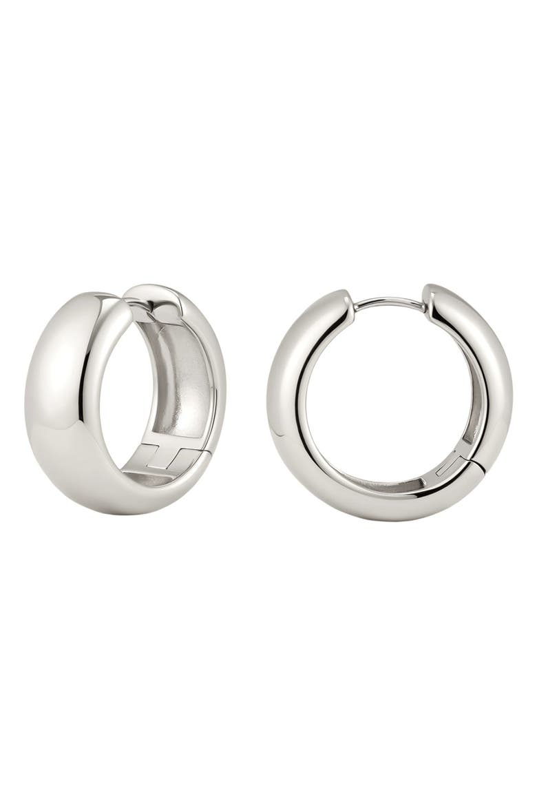 Sol Hoop Earrings, Main, color, RHODIUM PLATED