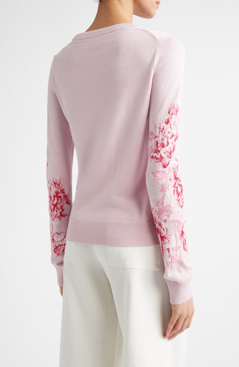 ST. JOHN Peony Merino Wool & Silk Blend Intarsia Sweater, Alternate, color, Peony Multi