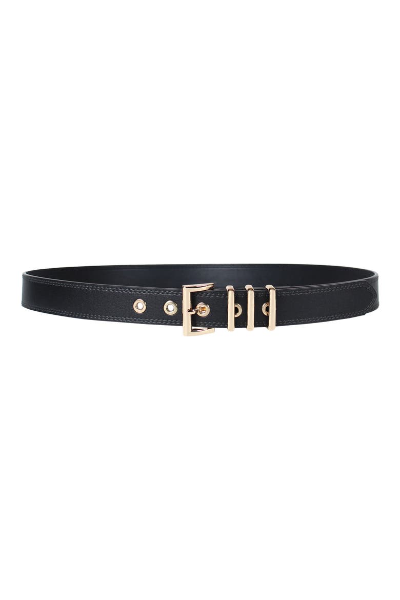 Triple Keeper Faux Leather Belt, Main, color, BLACK