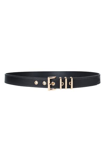 Linea Pelle Triple Keeper Faux Leather Belt In Black