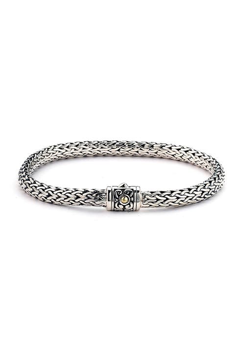 925 Sterling Silver & 18k Yellow Gold Woven Chain Bracelet