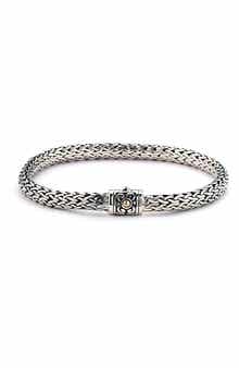 SAMUEL B. 925 Sterling Silver & 18k Yellow Gold Woven Chain Bracelet