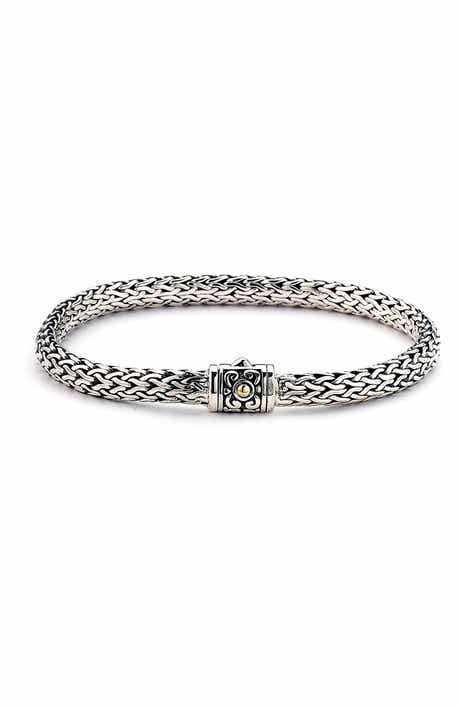 SAMUEL B. 925 Sterling Silver & 18k Yellow Gold Woven Chain Bracelet