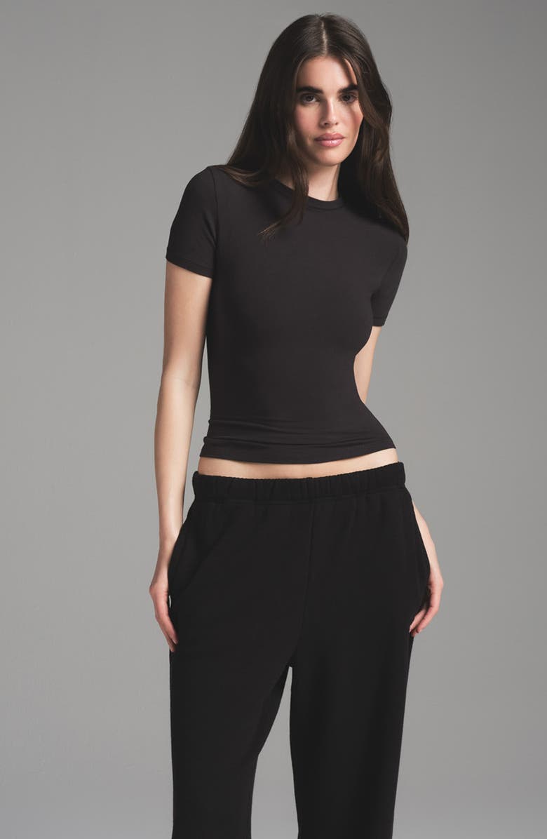 SKIMS Cotton Fleece Blend Classic Straight Leg Pants, Alternate, color, Onyx