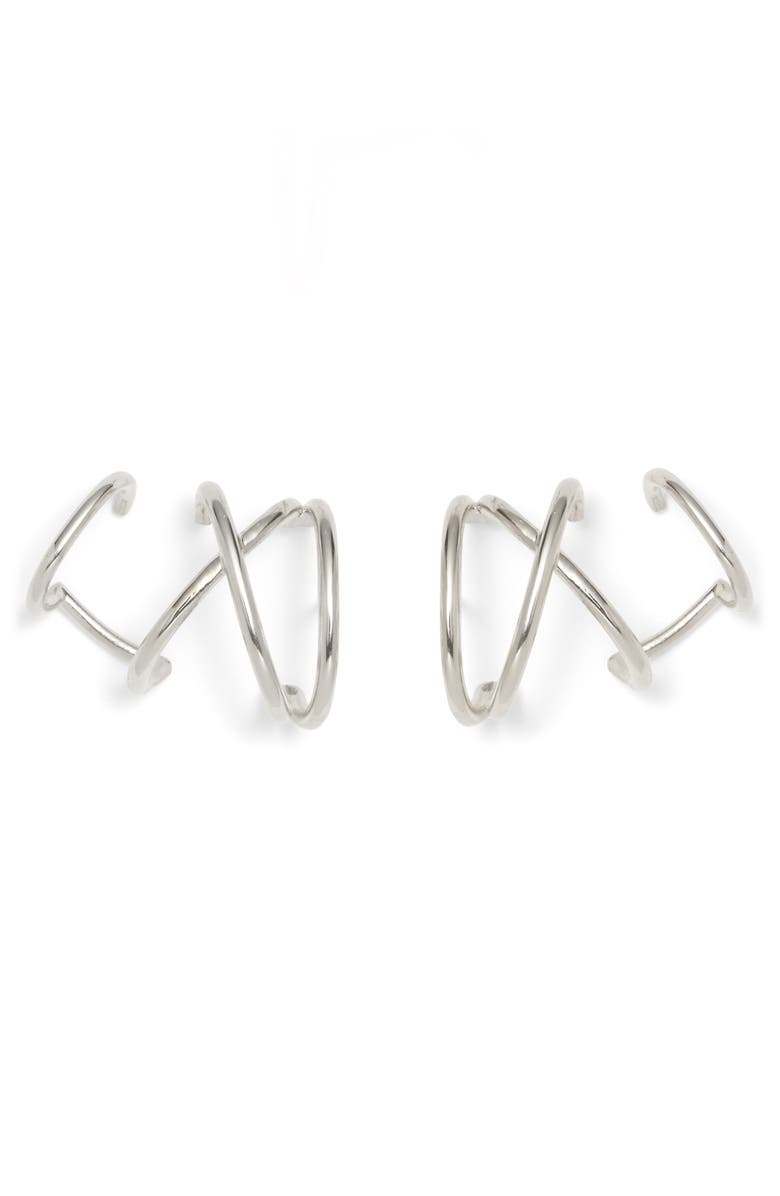 Lady Grey X Ear Cuff Earrings, Main, color, Silver