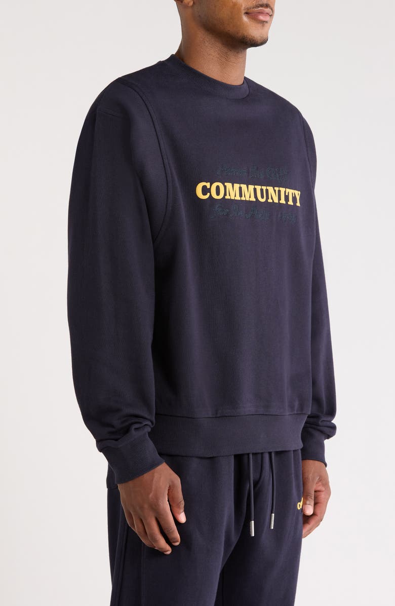 HONOR THE GIFT Track Crew Cotton Graphic Sweatshirt, Alternate, color, Navy