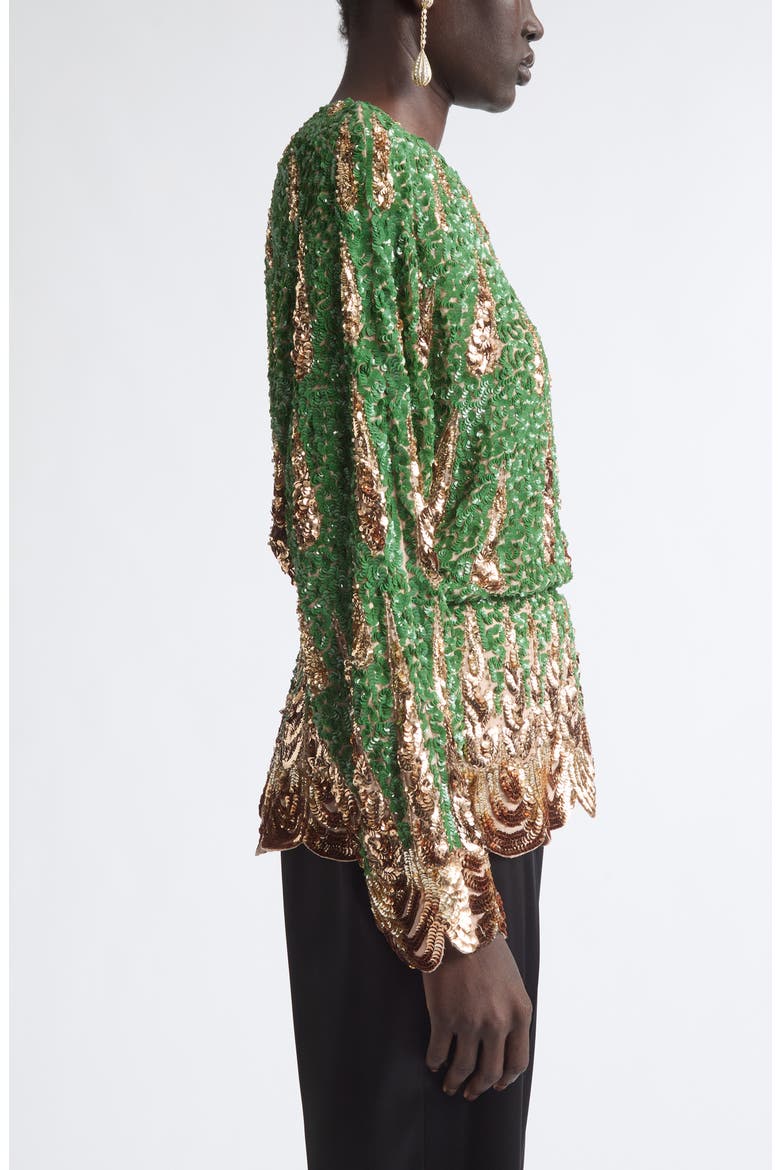 Sequin Silk Chiffon Top, Alternate, color, GREEN MULTI