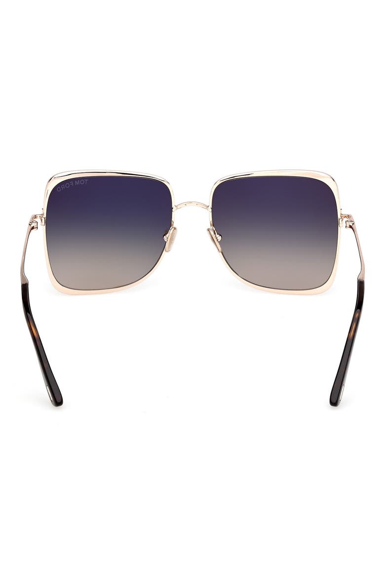 Tara 57mm Gradient Square Sunglasses, Alternate, color, SHINY ROSE GOLD / SMOKE LENS