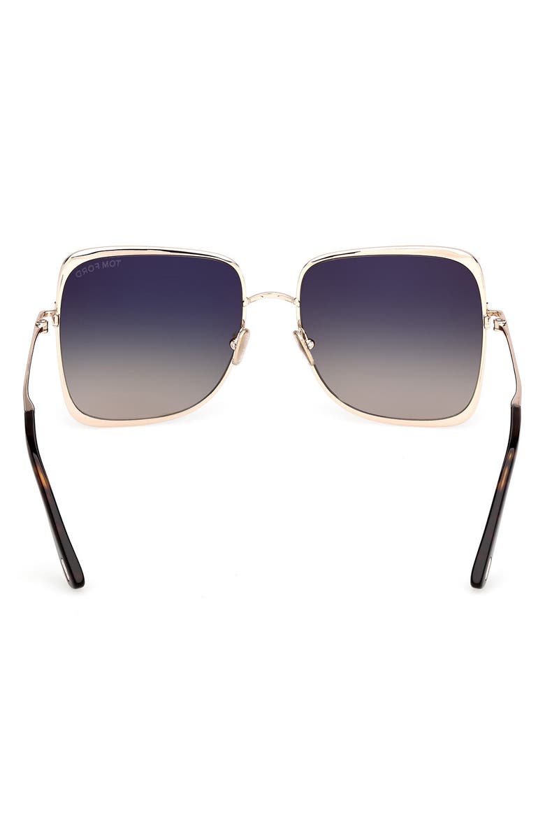 TOM FORD Tara 57mm Gradient Square Sunglasses, Alternate, color, Shiny Rose Gold / Smoke Lens