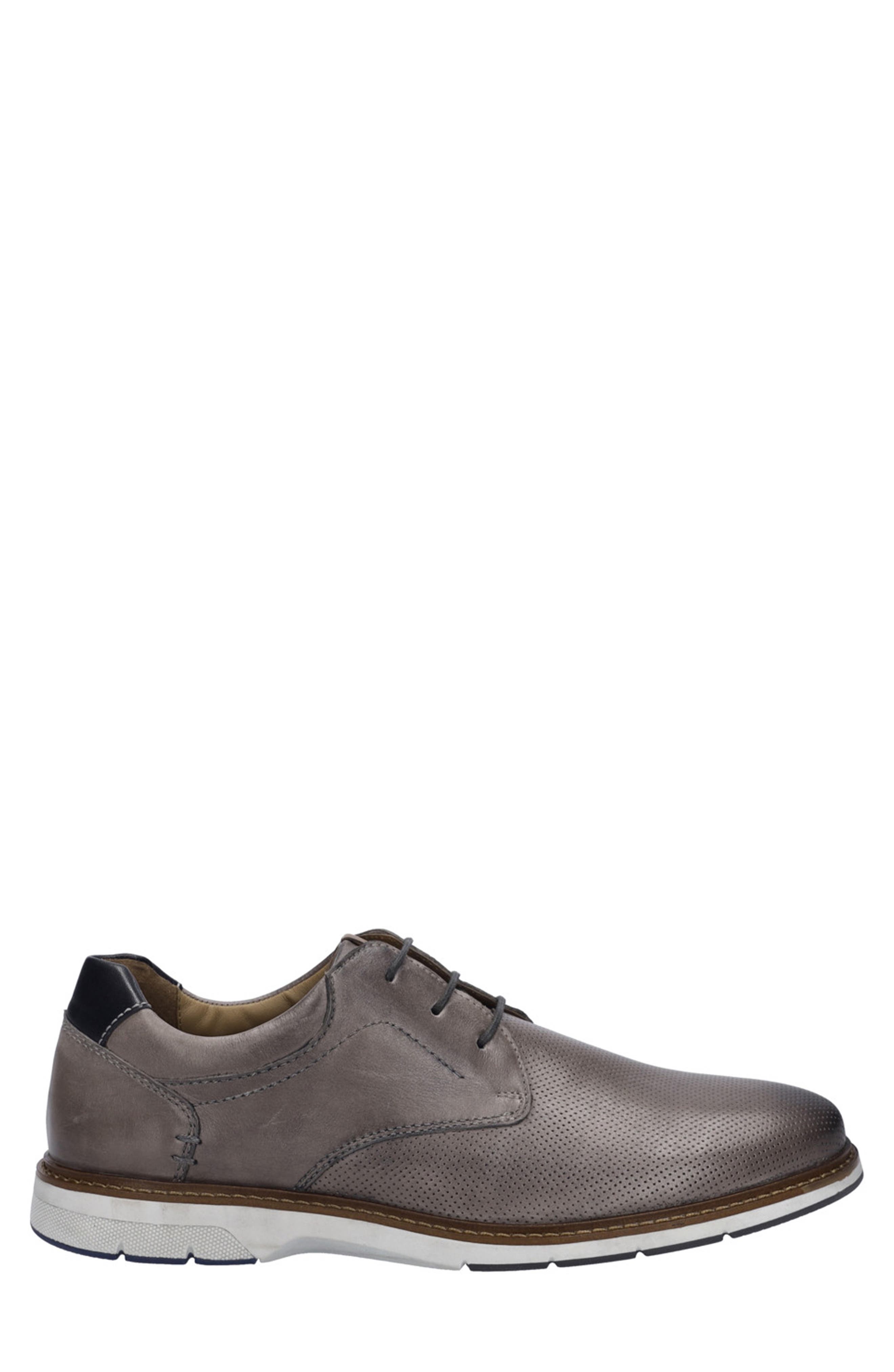 Josef Seibel Stuart 02 Perforated Leather Derby, Alternate, color, Granite