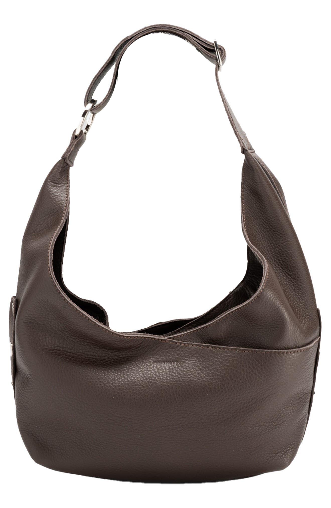HAMMITT Tom Zip Medium Hobo Bag, Main, color, Espresso Pebble/ Silver