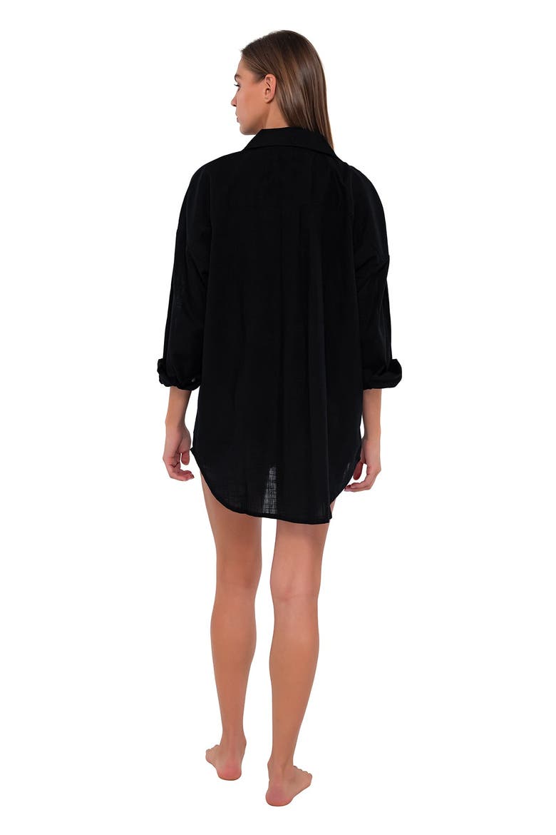 Delilah Cover-up Shirt, Alternate, color, Black