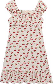 Walking on Sunshine Kids' Cherry Puff Sleeve Dress