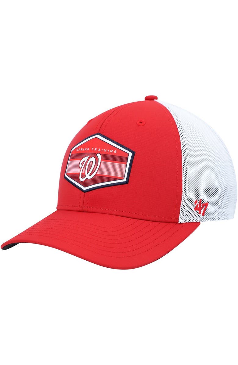 '47 Men's '47 Red/White Washington Nationals Spring Training Burgess Trucker Adjustable Hat, Main, color, Red