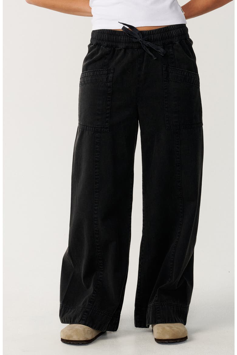 Bossa Nova Cotton Twill Drawstring Pants, Main, color, WASHED BLACK