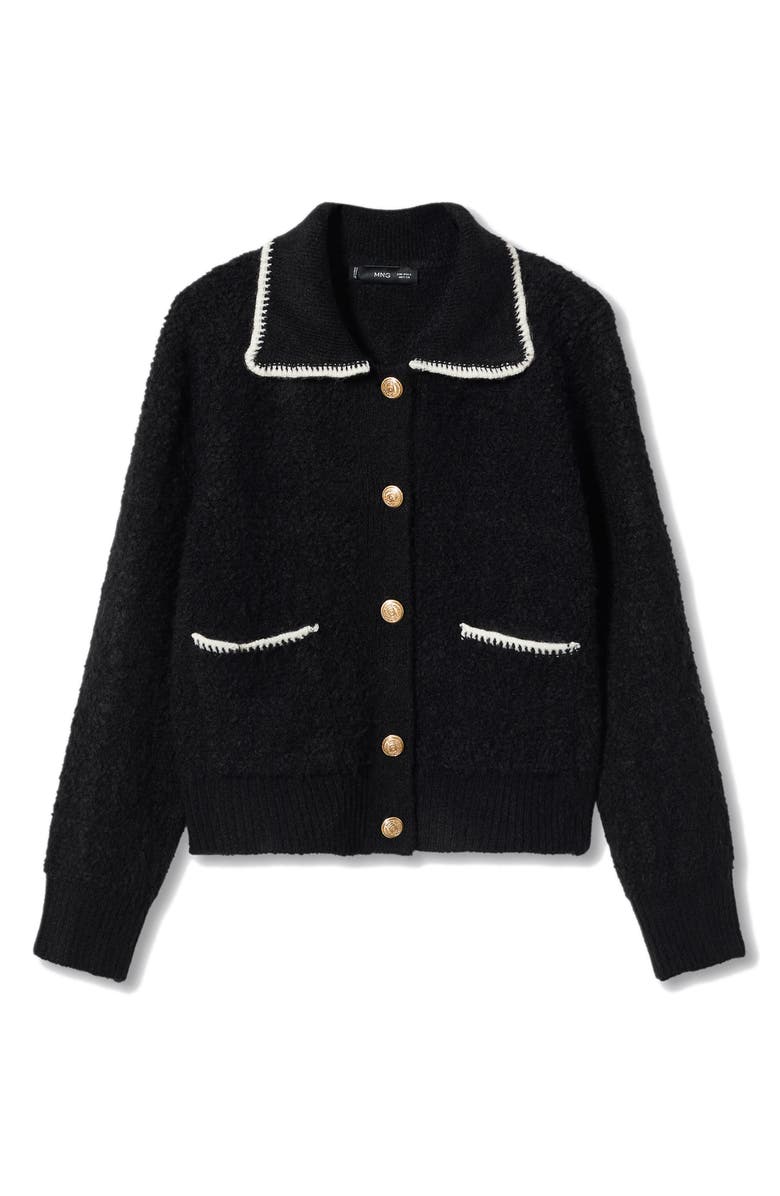 MANGO Contrast Trim Crop Cardigan, Alternate, color, 