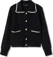 MANGO Contrast Trim Crop Cardigan