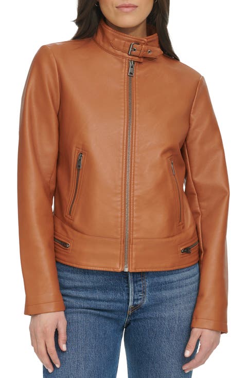 Women's Faux Leather Racer Jacket