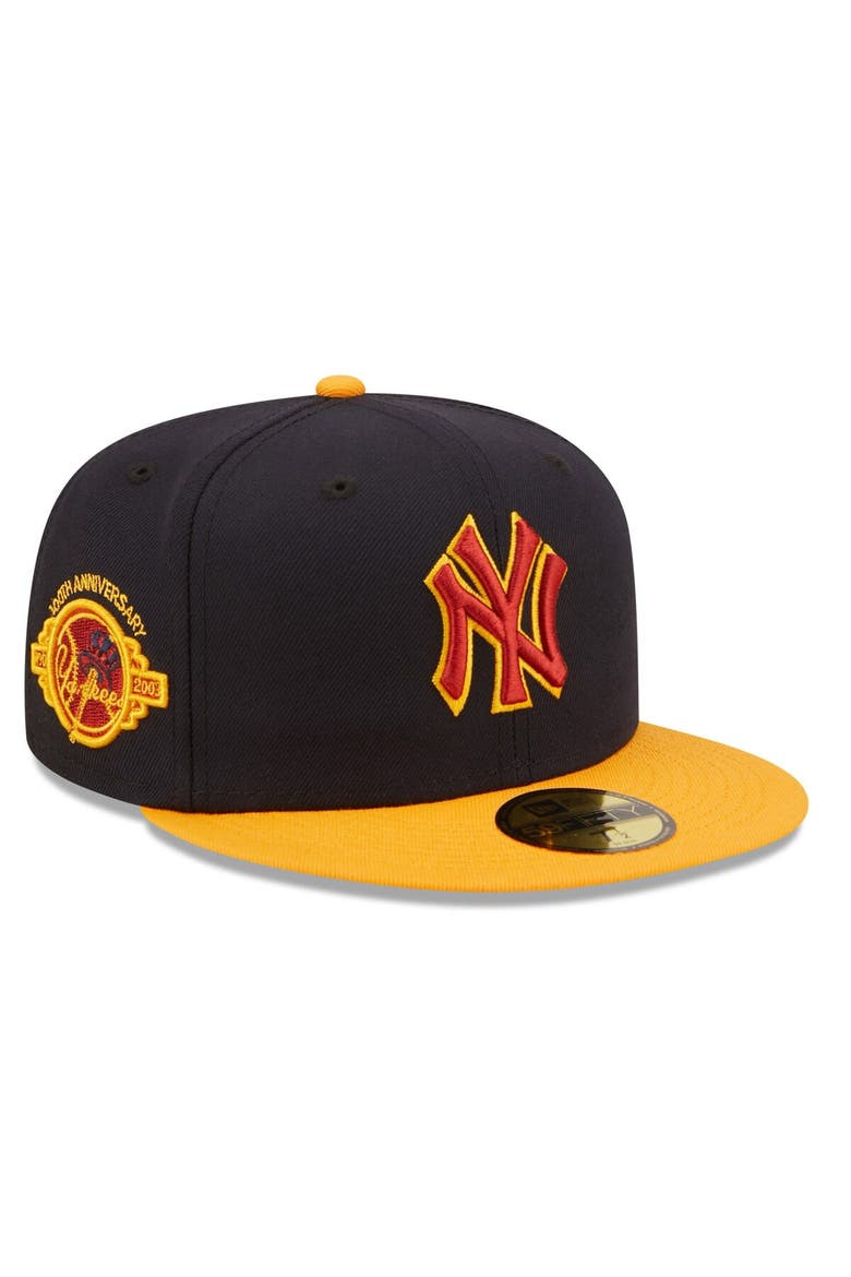 Men's New Era Navy/Gold New York Yankees Primary Logo 59FIFTY Fitted Hat, Main, color, Navy