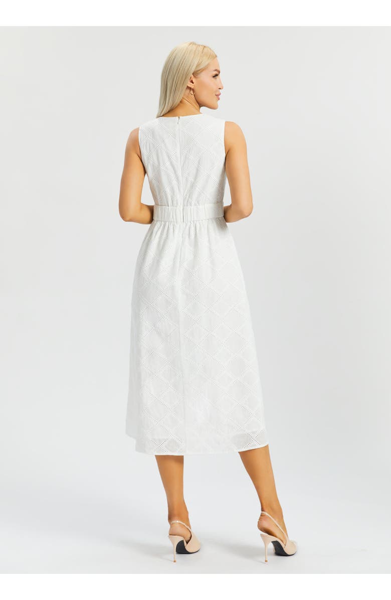 Betabrand Eyelet Fit and Flare Dress, Alternate, color, Star White
