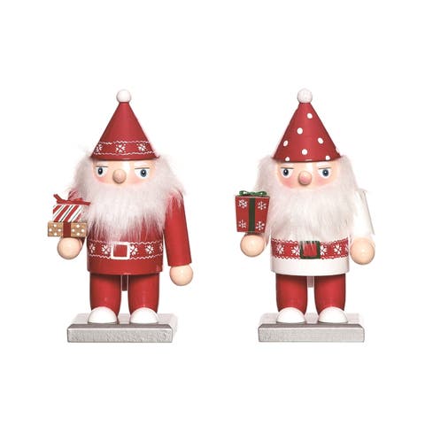 Christmas Wood Gnome Nutcracker Set of 2 Home Decorations