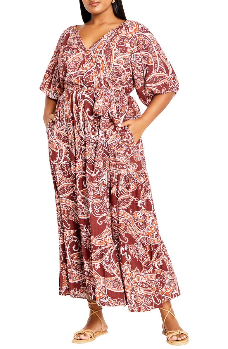 City Chic Paisley Charm Maxi Dress, Main, color, 