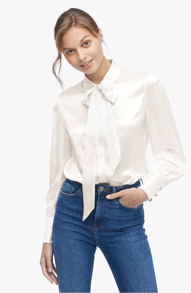 Lilysilk Vintage Bow Tie Silk Blouse, Alternate, color, 