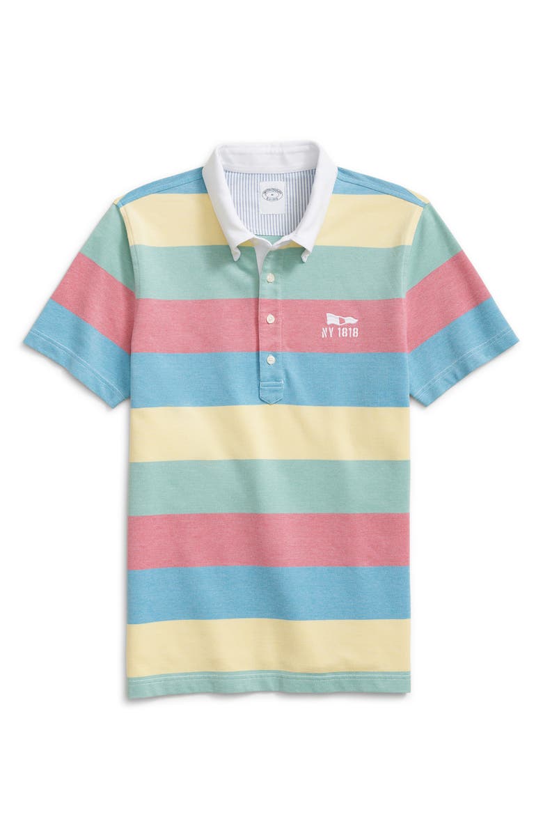 Brooks Brothers Stripe Cotton Stretch Oxford Button-Down Polo, Main, color, 