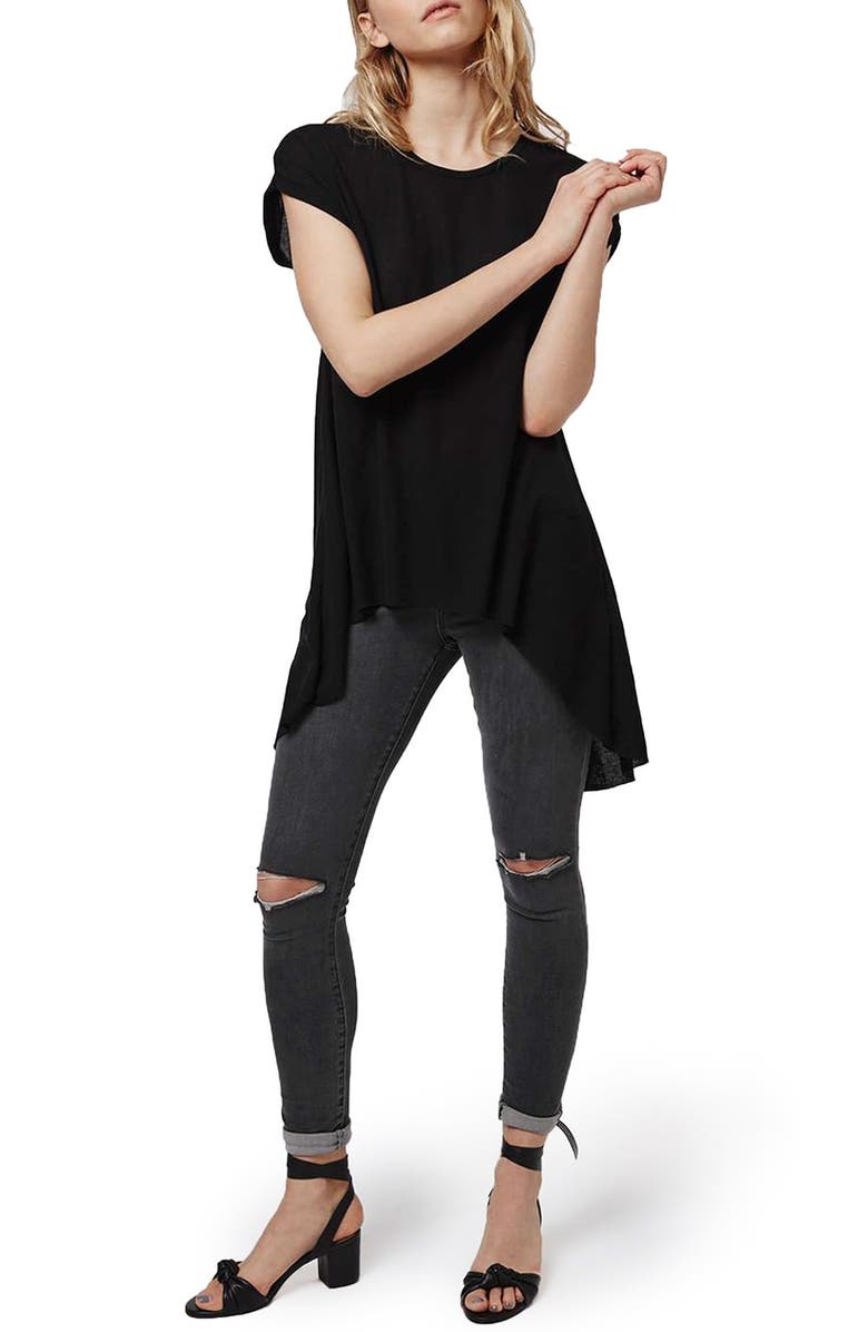 Topshop Split Back High/Low Tee, Alternate, color,