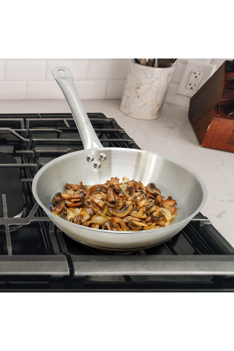 Professional Kitchen 11 Inch Round Stainless Steel Fry Pan, Alternate, color, Silver