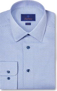 David Donahue Trim Fit Micro Dobby Dress Shirt