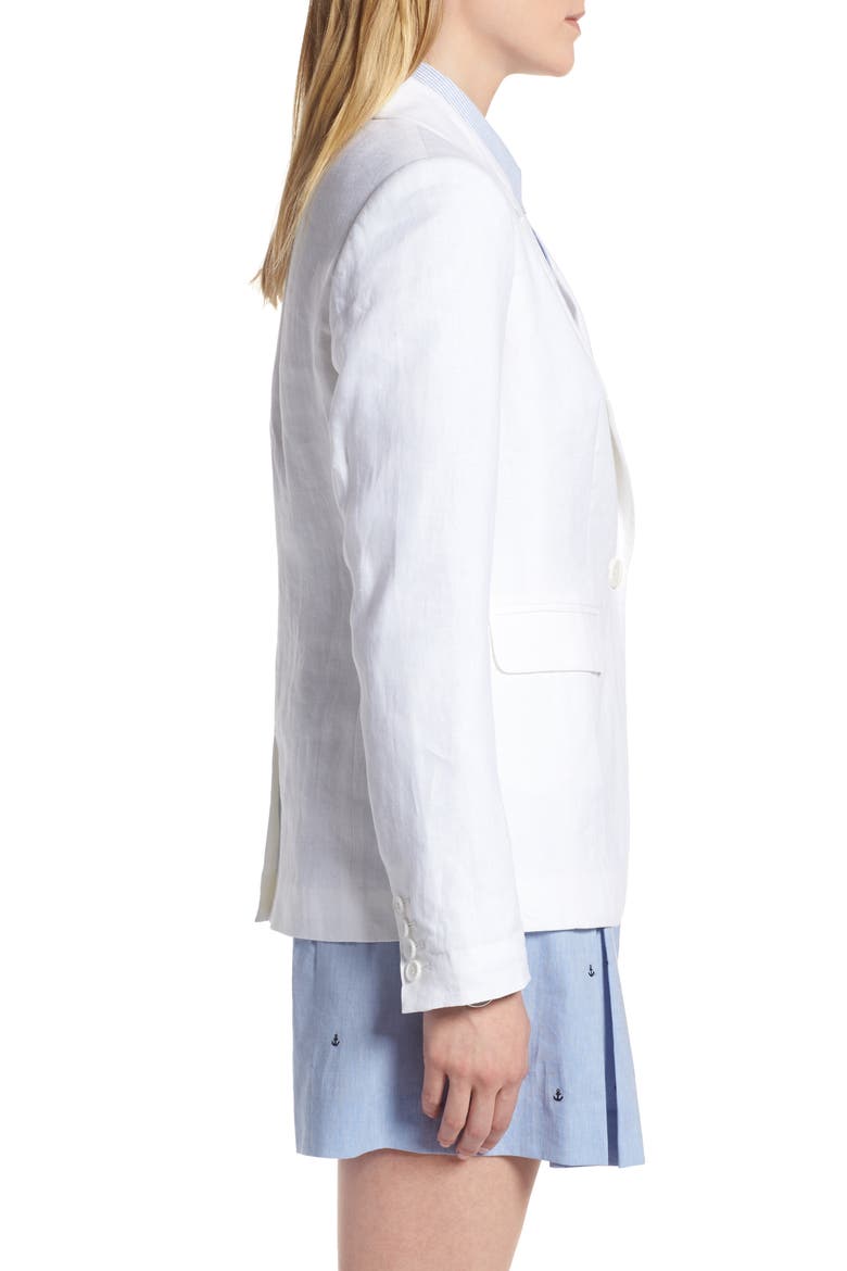 Linen Blend Blazer, Alternate, color, WHITE