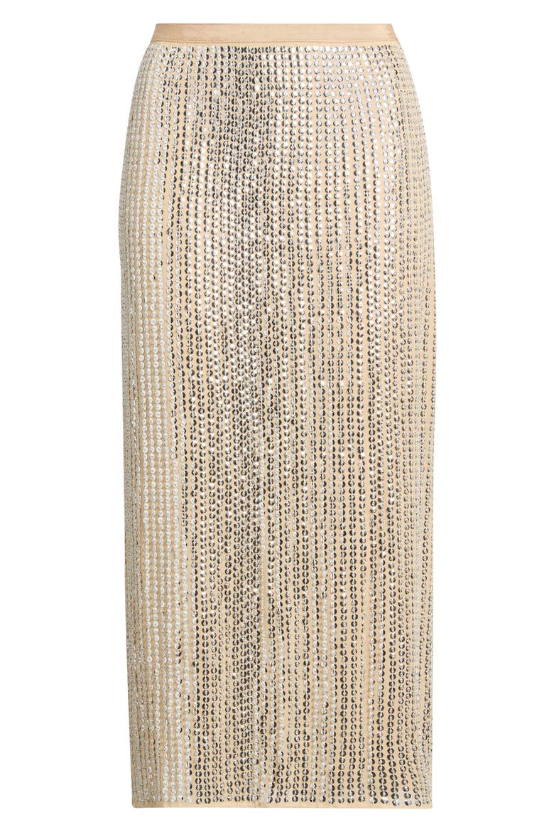 Lili Beaded Georgette Midi Skirt, Alternate, color, BEIGE