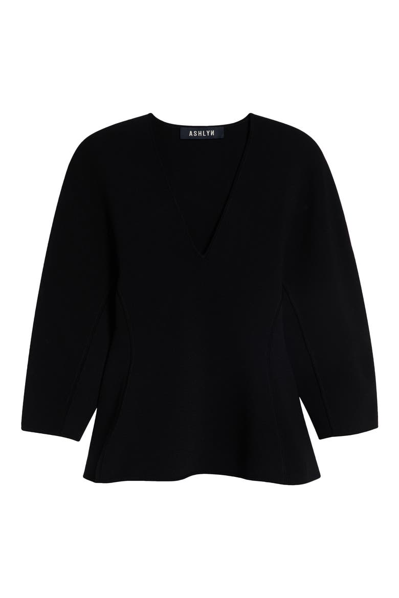 William V-Neck Knit Blouse, Main, color, BLACK