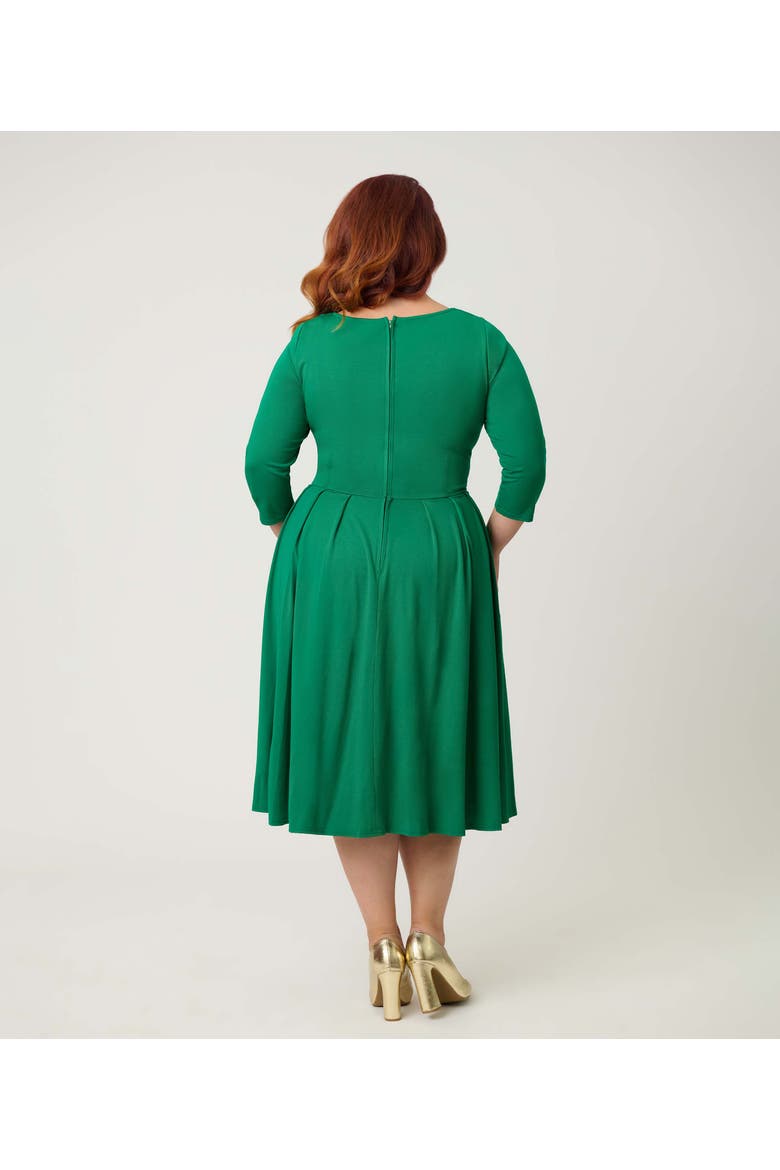 Plus Size 1950s Front Twist Swing Dress, Alternate, color, Solid Green