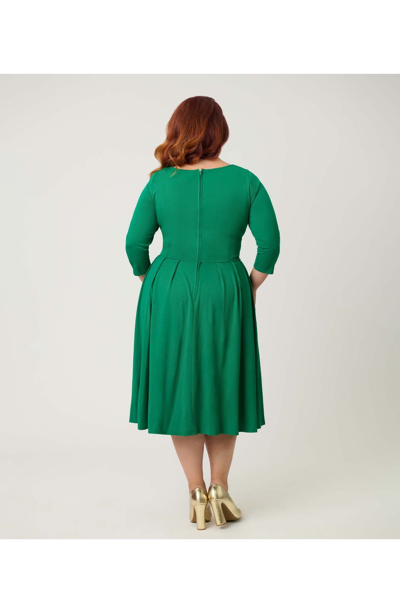 Unique Vintage Plus Size 1950s Front Twist Swing Dress, Alternate, color, Solid Green