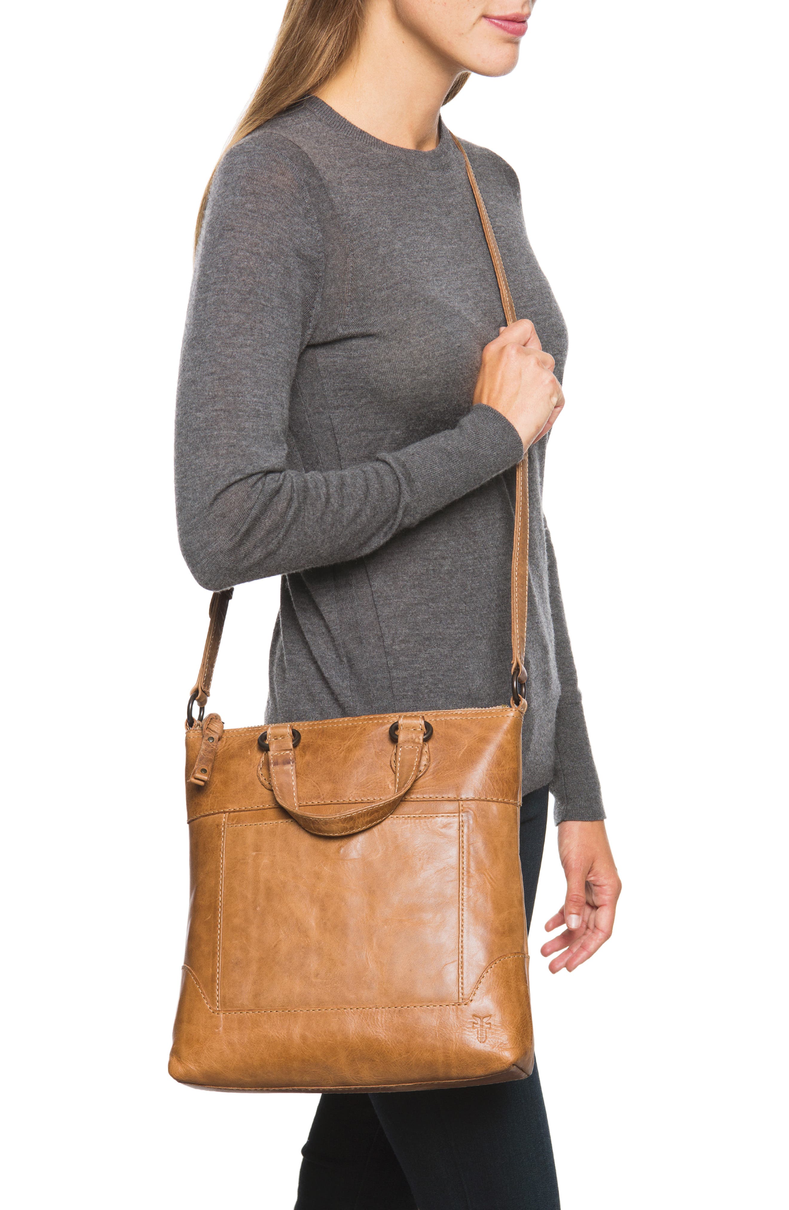 Melissa Small Leather Tote, Alternate, color, BEIGE