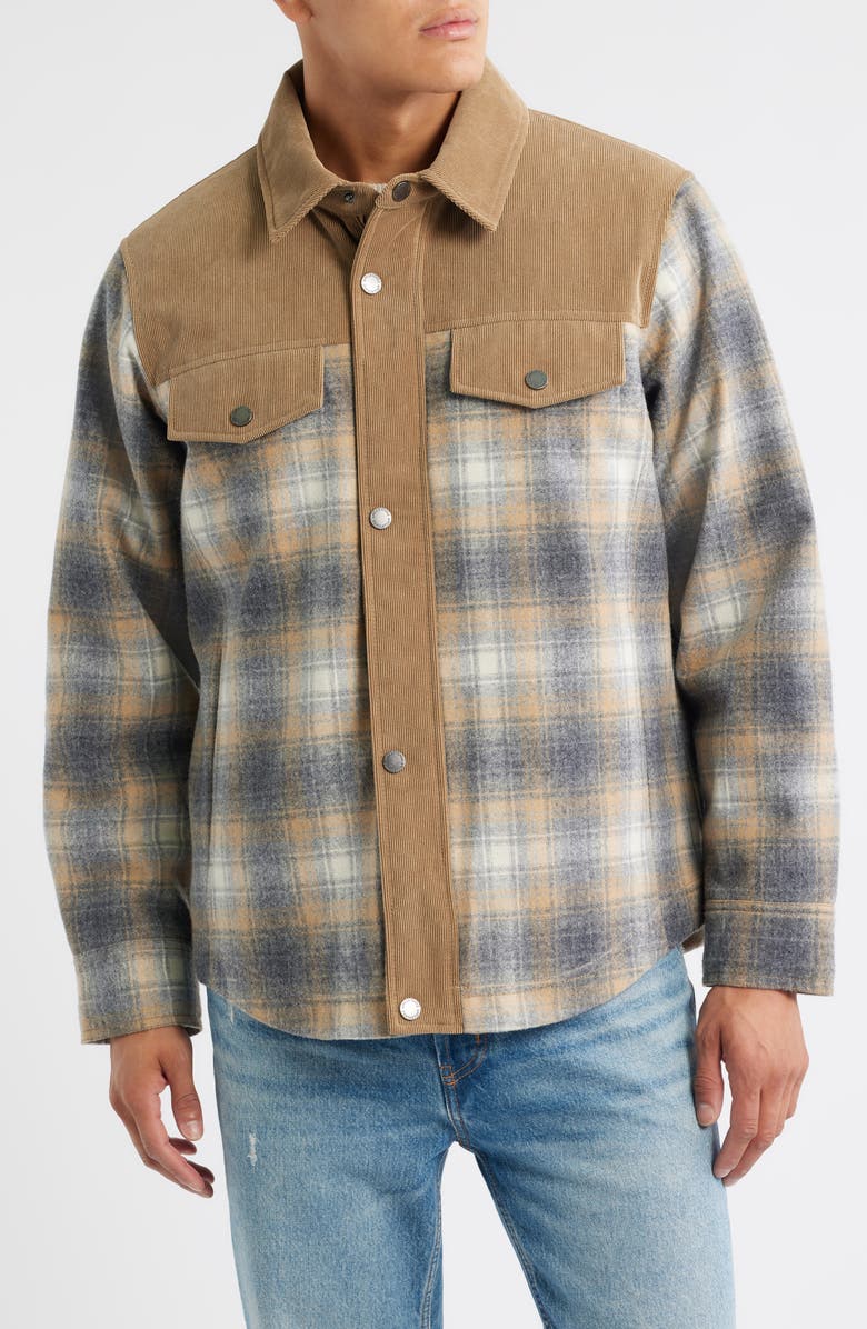 Pendleton Timberline Wool Blend Shirt Jacket, Alternate, color, Grey Camel Plaid