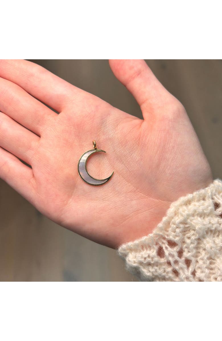 The Lovery Fine Jewelry Mother of Pearl Crescent Moon Charm, Alternate, color, Mother Of Pearl