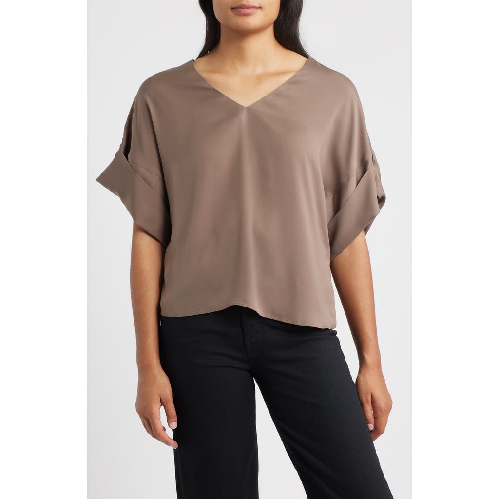 Wit & Wisdom Roll Cuff Dolman Top In Gray