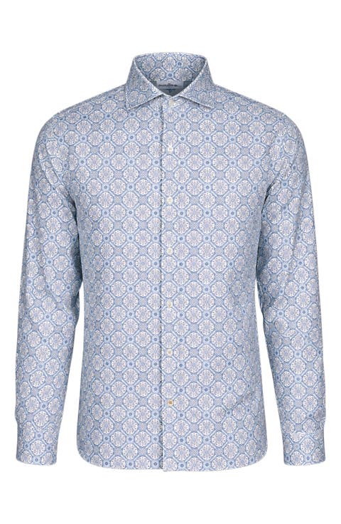 Santorini Stretch Linen & Cotton Button-Up Shirt