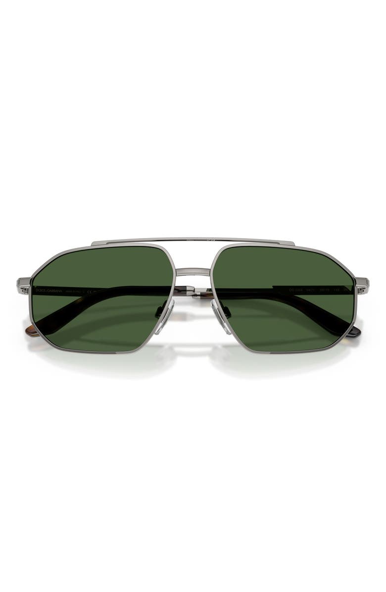 Dolce&Gabbana 59mm Pilot Sunglasses, Alternate, color, Gunmetal / Dark Green