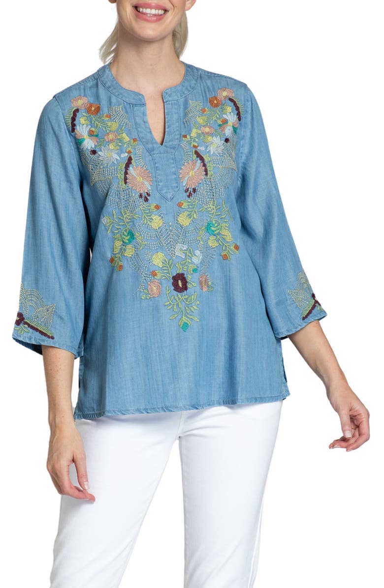 APNY Floral Embroidery Tunic, Main, color, 