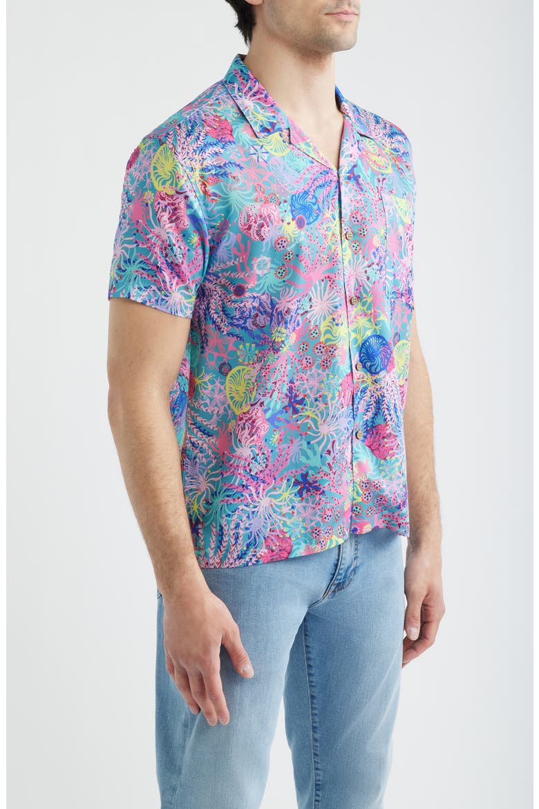 Coral Print Camp Shirt, Alternate, color, MULTI
