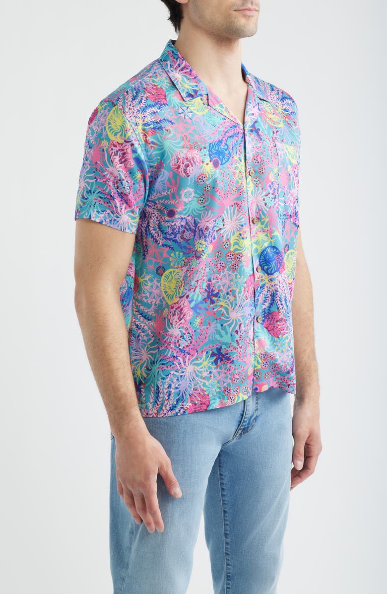 Boardies Coral Print Camp Shirt, Alternate, color, Multi