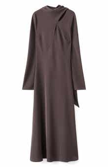 Scarf Detail Long Sleeve Dress